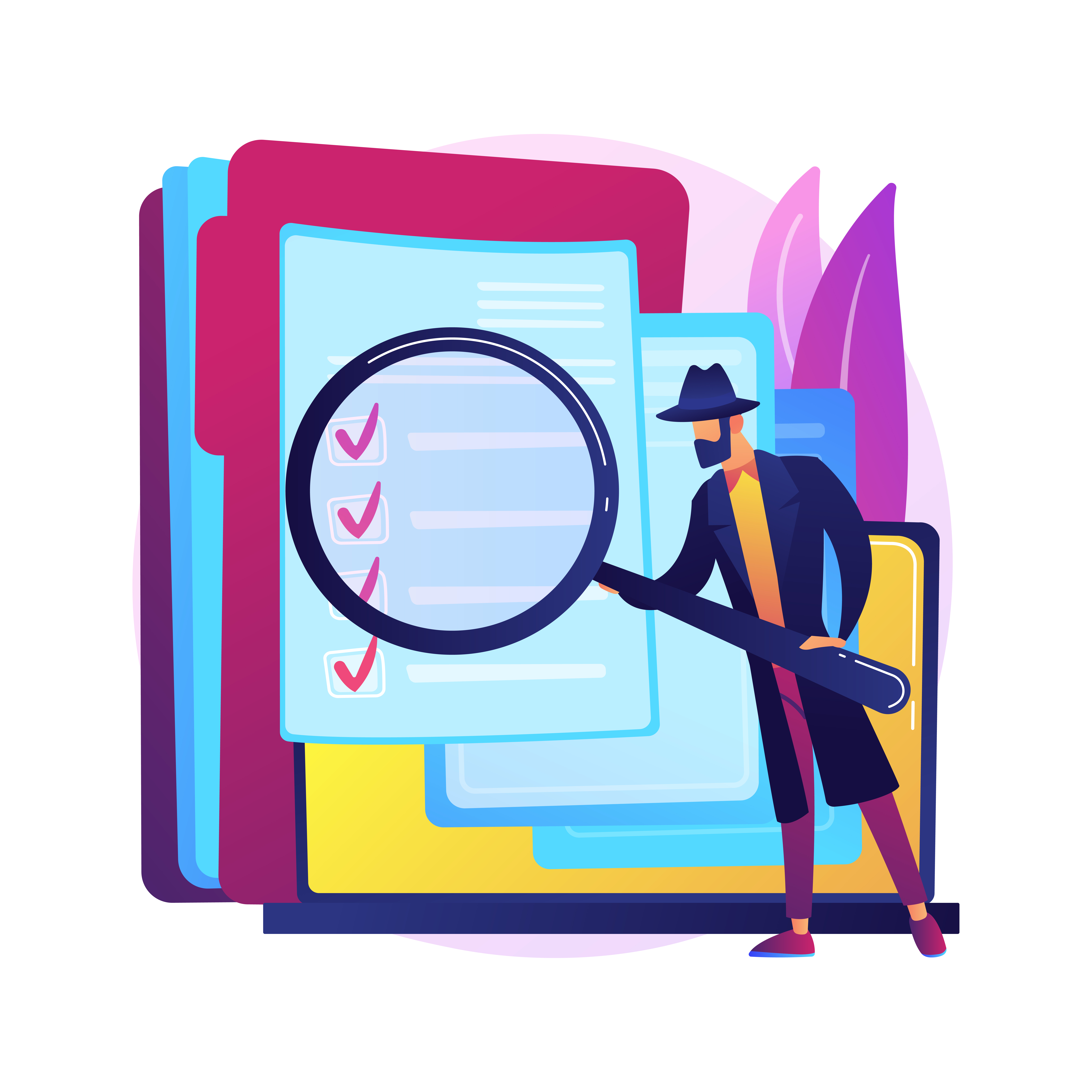 Private investigation abstract concept vector illustration. Private detective agency, licensed investigator services, hiring firm for personal investigation, independent search abstract metaphor - Cross-Border Wire Transfers.