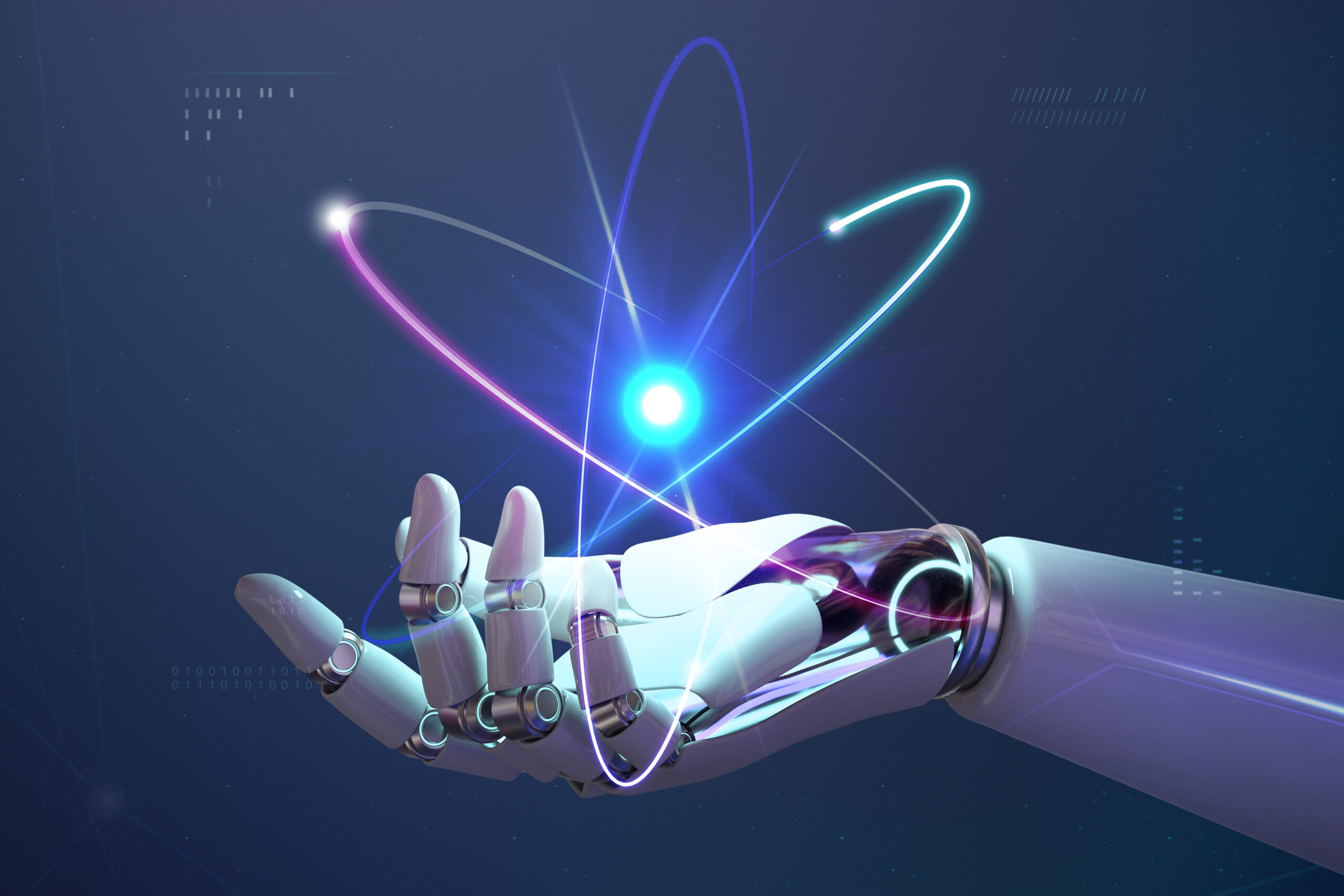 An AI nuclear energy background representing the future innovation of disruptive technology. The image showcases the integration of artificial intelligence with nuclear energy, hinting at advanced technological advancements and potential breakthroughs in the field - Big data analytics for AML compliance.